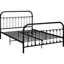 2-Persoons Bedden-vidaXL - Meatlen bed met hoofdbord - Zwart - Metaal - 140x200 cm