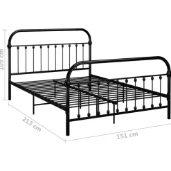 2-Persoons Bedden-vidaXL - Meatlen bed met hoofdbord - Zwart - Metaal - 140x200 cm