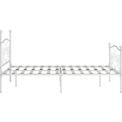 Twijfelaars-vidaXL - Metalen bed frame met hoofd- en voeteneinde - Wit - 120x200 cm