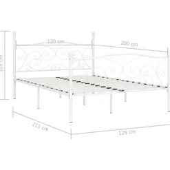 Twijfelaars-vidaXL - Metalen bed frame met hoofd- en voeteneinde - Wit - 120x200 cm