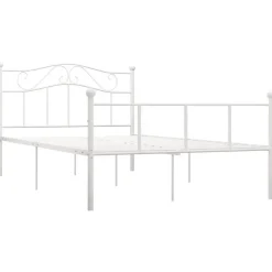 Twijfelaars-vidaXL - Metalen bed frame met hoofdeinde - Wit - Metaal - 120x200 cm