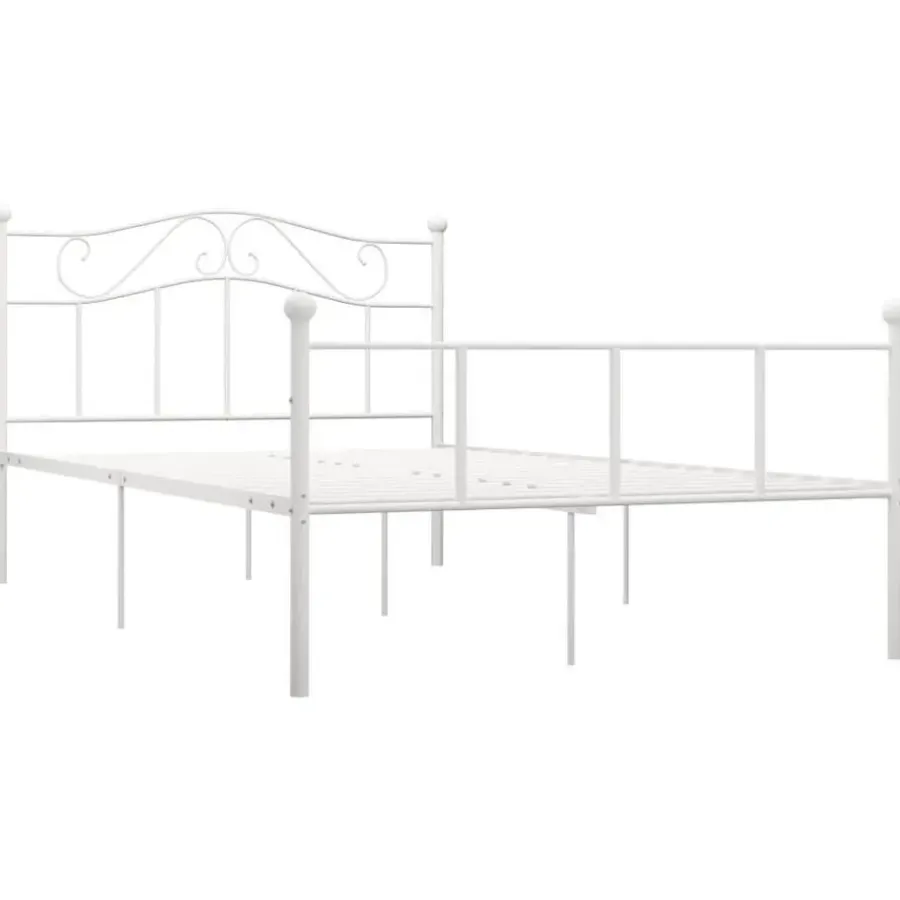 Twijfelaars-vidaXL - Metalen bed frame met hoofdeinde - Wit - Metaal - 120x200 cm
