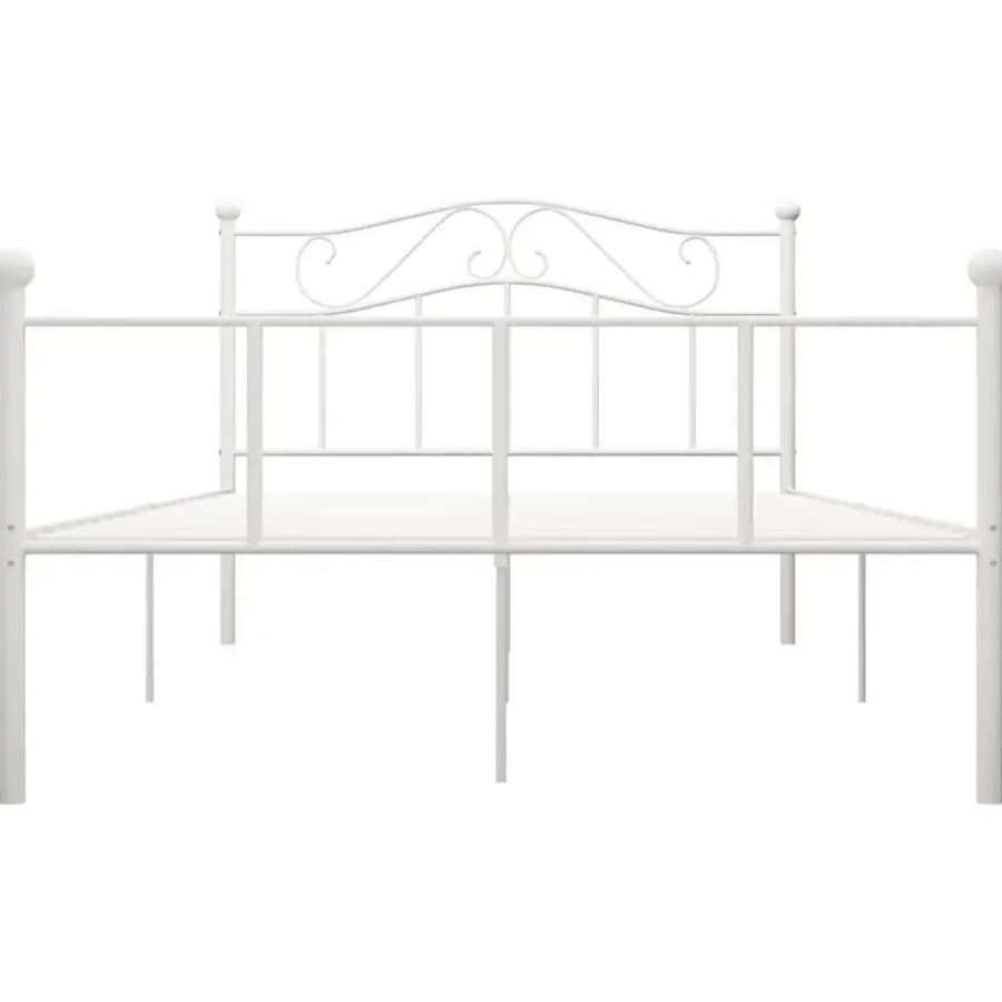 Twijfelaars-vidaXL - Metalen bed frame met hoofdeinde - Wit - Metaal - 120x200 cm