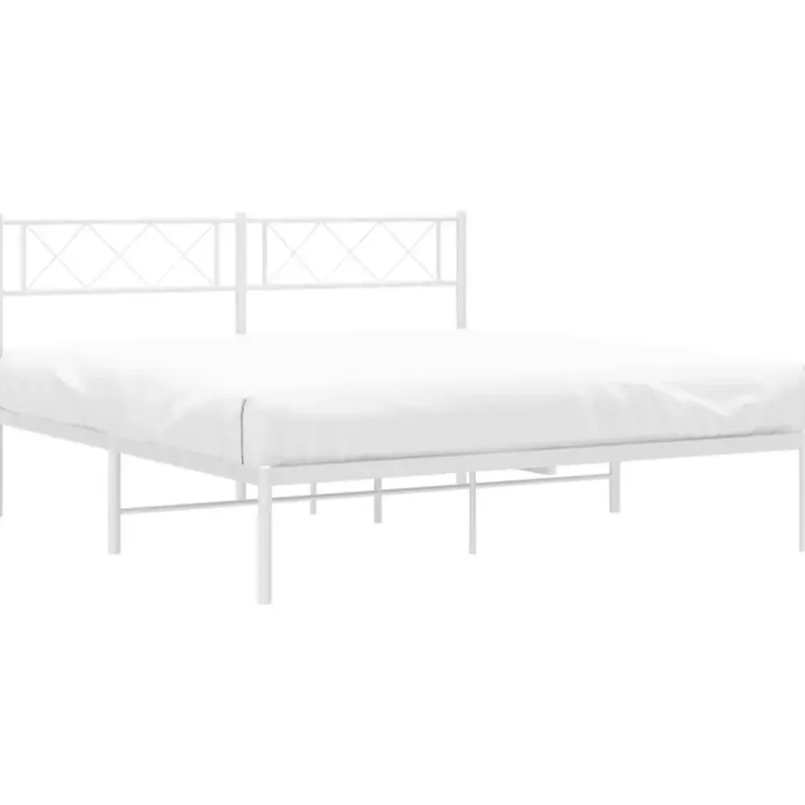 2-Persoons Bedden-vidaXL - Metalen bed met hoofdbord - Wit - 120x200 cm
