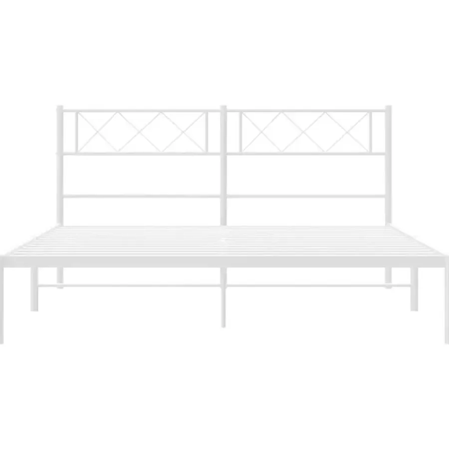 2-Persoons Bedden-vidaXL - Metalen bed met hoofdbord - Wit - 120x200 cm
