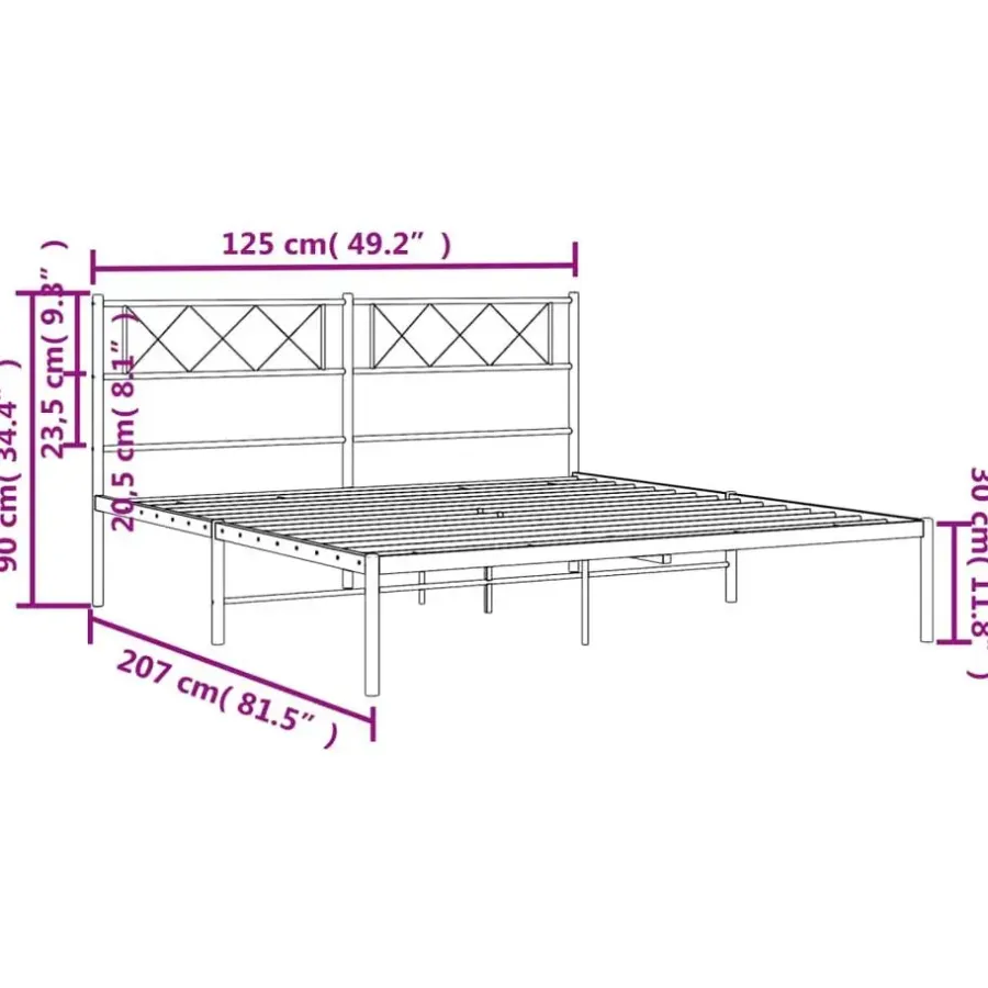 2-Persoons Bedden-vidaXL - Metalen bed met hoofdbord - Wit - 120x200 cm