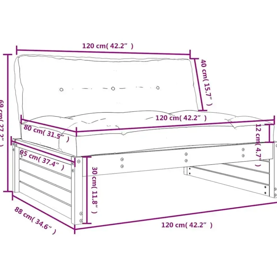 vidaXL - Middenbank - Bruin - Grenenhout - 120x80 cm
