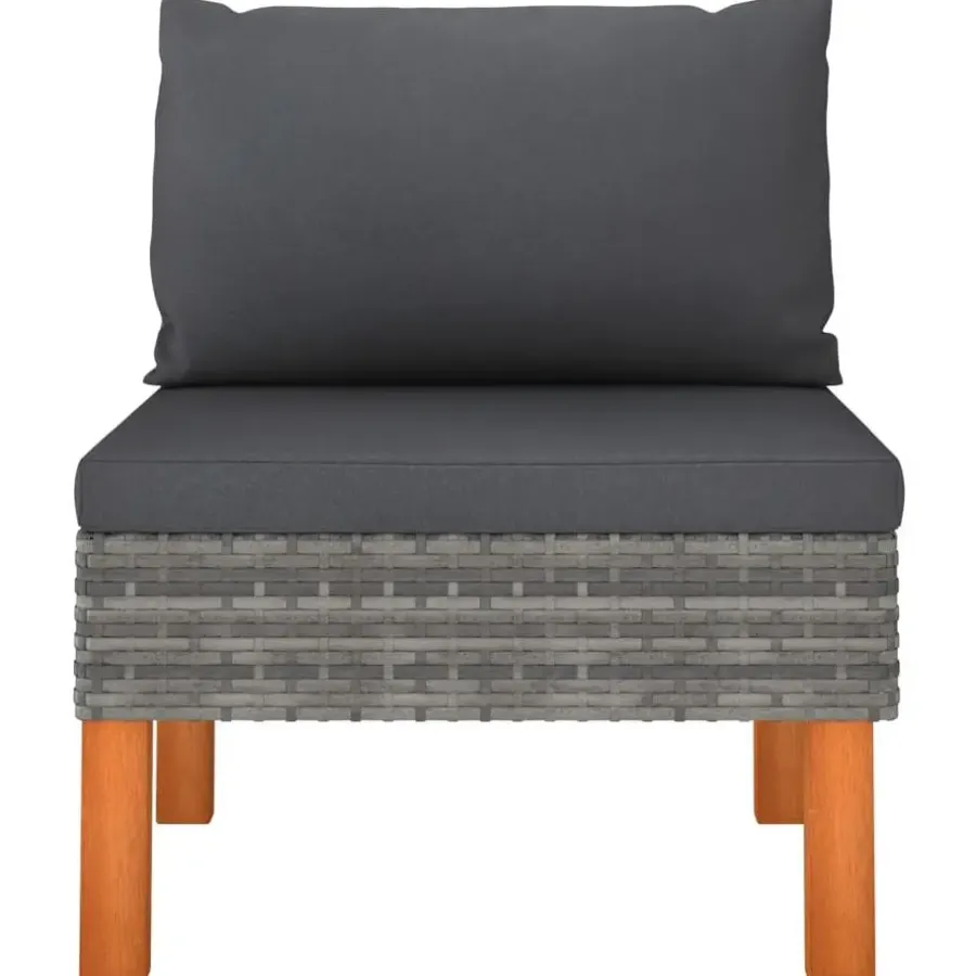 vidaXL - Middenbanken - Grijs - Poly rattan en massief eucalyptushout - 3 stuks