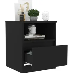 vidaXL - Nachtkast - Zwart - Bewerkt hout - 2 stuks
