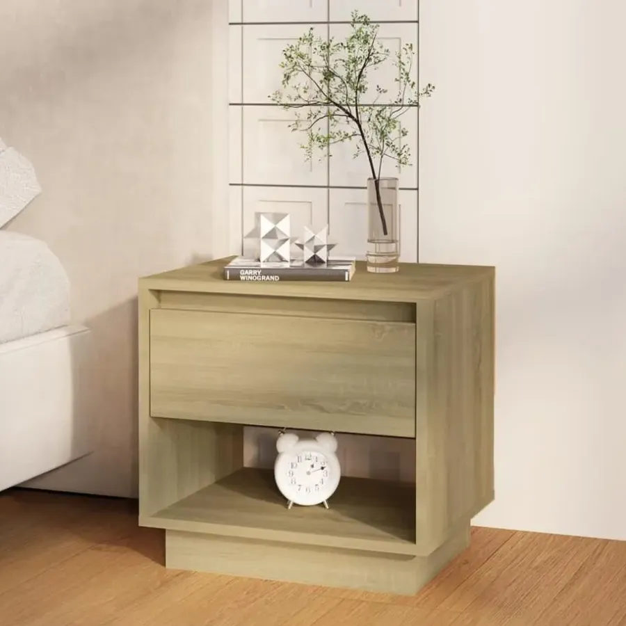Nachtkastjes|Nachtkastjes-vidaXL - Nachtkastje - Beige - Bewerkt hout