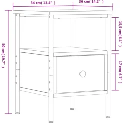 Nachtkastjes|Nachtkastjes-vidaXL - Nachtkastje - Bruin - Bewerkt hout - 2 stuks