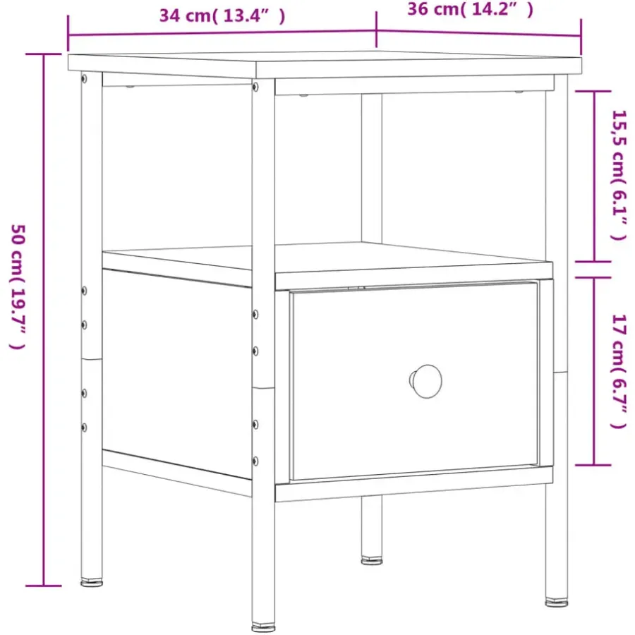 Nachtkastjes|Nachtkastjes-vidaXL - Nachtkastje - Bruin - Bewerkt hout - 2 stuks