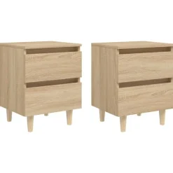Nachtkastjes|Nachtkastjes-vidaXL - Nachtkastje - Bruin - Grenenhout - 2 stuks