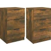 Nachtkastjes|Nachtkastjes-vidaXL - Nachtkastje - Bruin - Bewerkt hout - 2 stuks
