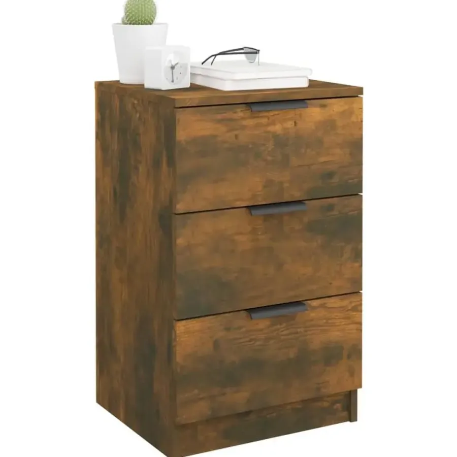 Nachtkastjes|Nachtkastjes-vidaXL - Nachtkastje - Bruin - Bewerkt hout - 2 stuks