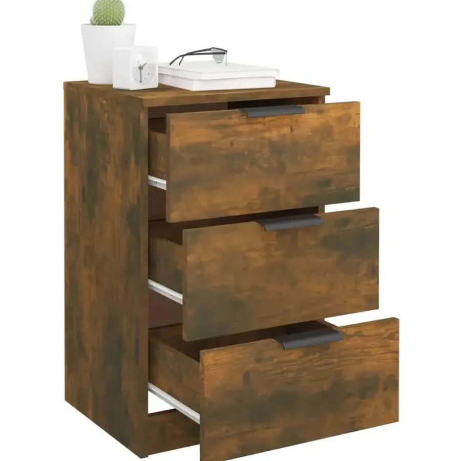Nachtkastjes|Nachtkastjes-vidaXL - Nachtkastje - Bruin - Bewerkt hout - 2 stuks