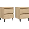 Nachtkastjes|Nachtkastjes-vidaXL - Nachtkastje - Bruin - Bewerkt hout - 2 stuks