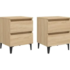Nachtkastjes|Nachtkastjes-vidaXL - Nachtkastje - Bruin - Bewerkt hout - 2 stuks