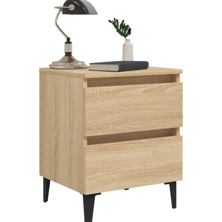Nachtkastjes|Nachtkastjes-vidaXL - Nachtkastje - Bruin - Bewerkt hout - 2 stuks