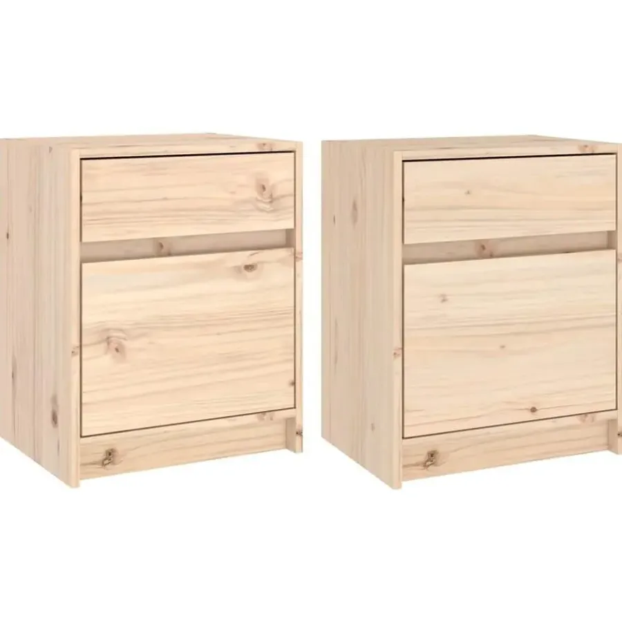 Nachtkastjes|Nachtkastjes-vidaXL - Nachtkastje - Bruin - Grenenhout - 2 stuks