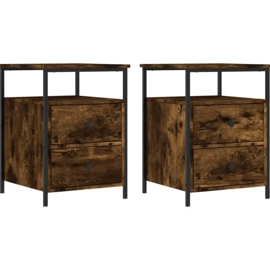 Nachtkastjes|Nachtkastjes-vidaXL - Nachtkastje - Bruin - Bewerkt hout - 2 stuks