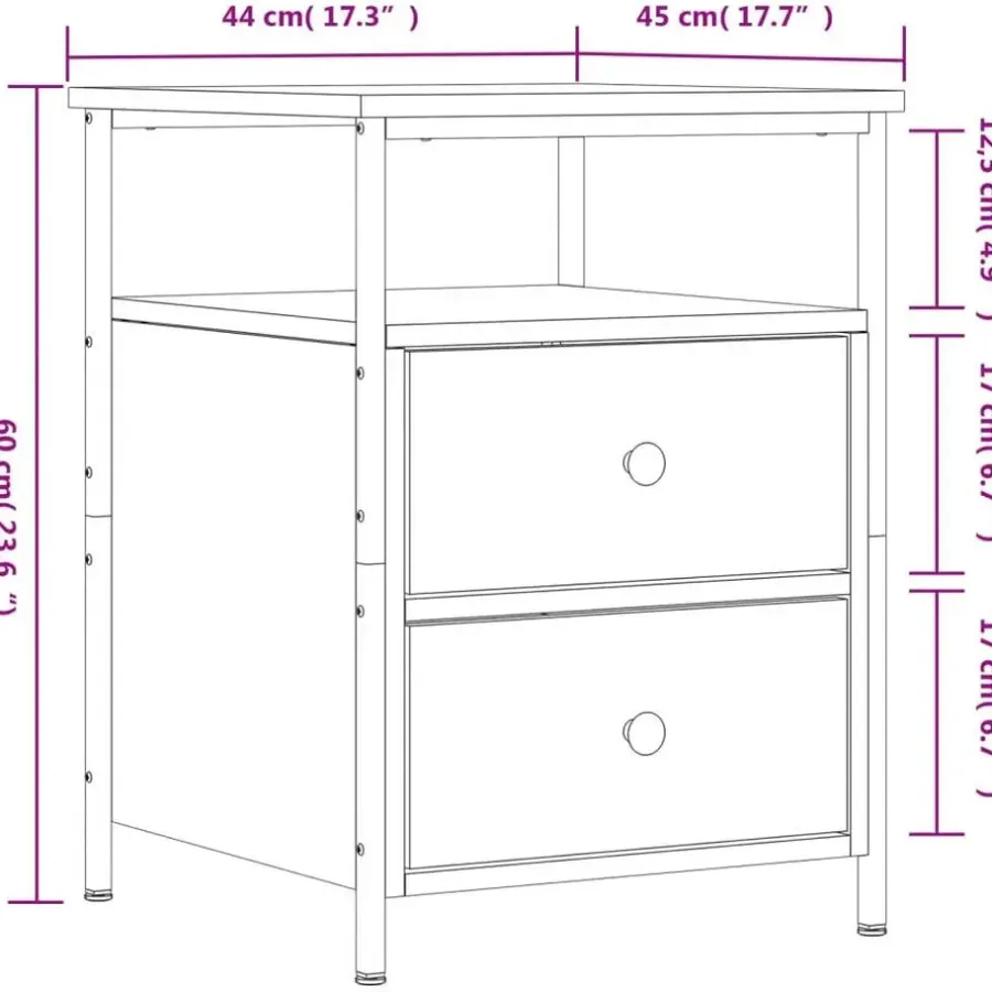 Nachtkastjes|Nachtkastjes-vidaXL - Nachtkastje - Bruin - Bewerkt hout - 2 stuks