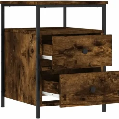 Nachtkastjes|Nachtkastjes-vidaXL - Nachtkastje - Bruin - Bewerkt hout - 2 stuks
