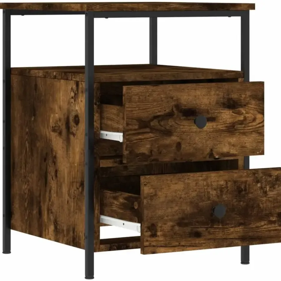 Nachtkastjes|Nachtkastjes-vidaXL - Nachtkastje - Bruin - Bewerkt hout - 2 stuks