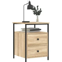 vidaXL - Nachtkastje - Bruin - Bewerkt hout - 2 stuks