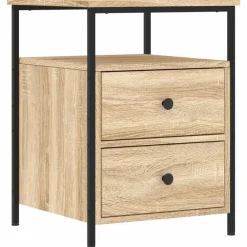 vidaXL - Nachtkastje - Bruin - Bewerkt hout - 2 stuks
