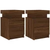 Nachtkastjes|Nachtkastjes-vidaXL - Nachtkastje - Bruin - Bewerkt hout - 2 stuks