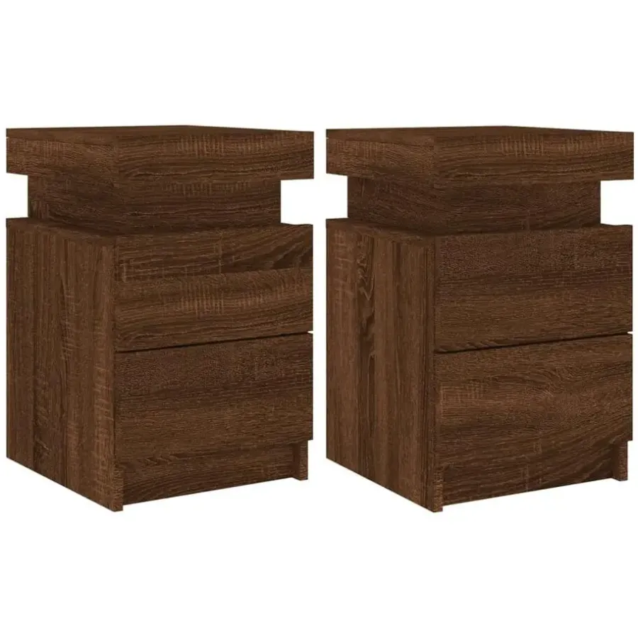 Nachtkastjes|Nachtkastjes-vidaXL - Nachtkastje - Bruin - Bewerkt hout - 2 stuks