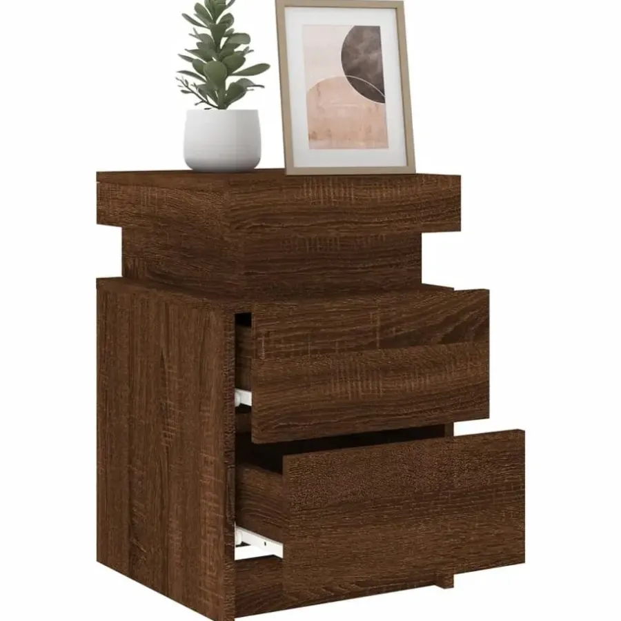 Nachtkastjes|Nachtkastjes-vidaXL - Nachtkastje - Bruin - Bewerkt hout - 2 stuks