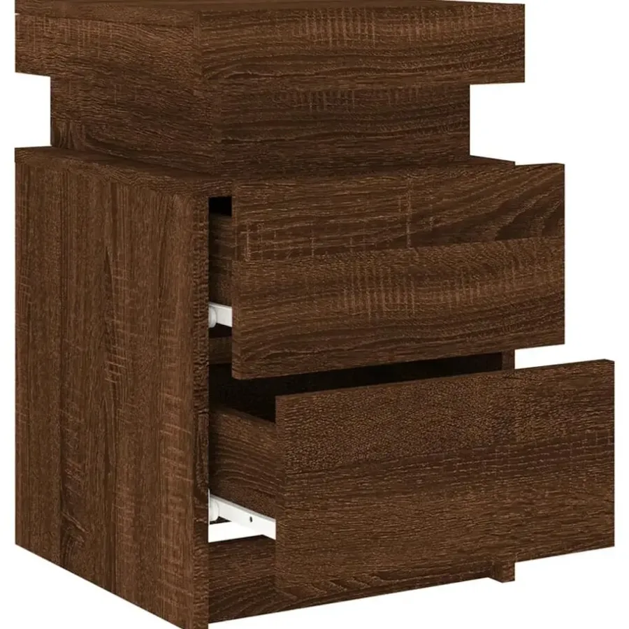 Nachtkastjes|Nachtkastjes-vidaXL - Nachtkastje - Bruin - Bewerkt hout - 2 stuks