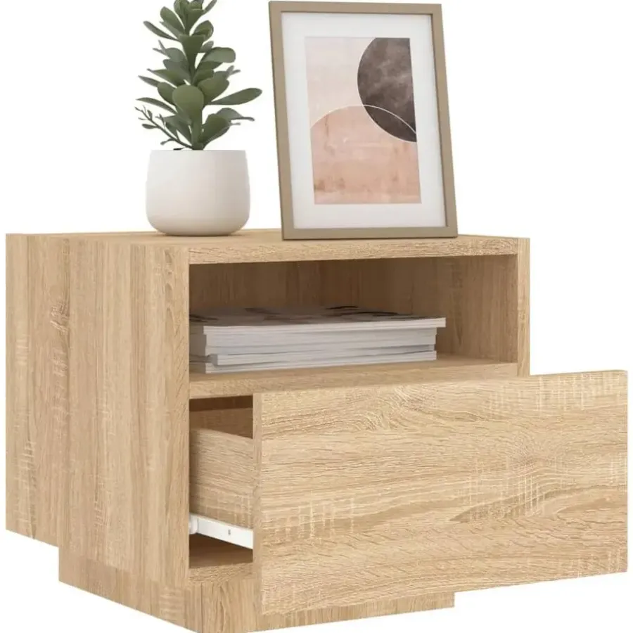 Nachtkastjes|Nachtkastjes-vidaXL - Nachtkastje - Bruin - Bewerkt hout - 2 stuks