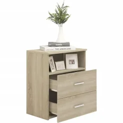 vidaXL - Nachtkastje - Bruin - Bewerkt hout - 2 stuks
