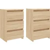 vidaXL - Nachtkastje - Bruin - Bewerkt hout - 2 stuks