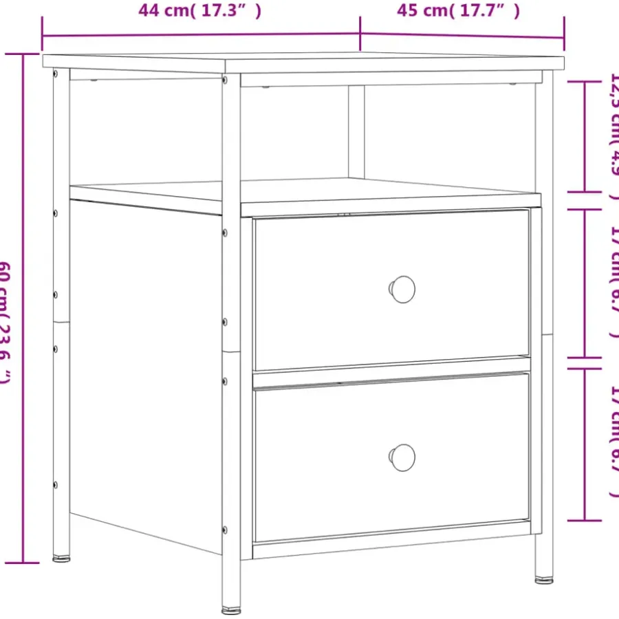 vidaXL - Nachtkastje - Zwart - Bewerkt hout - 2 stuks