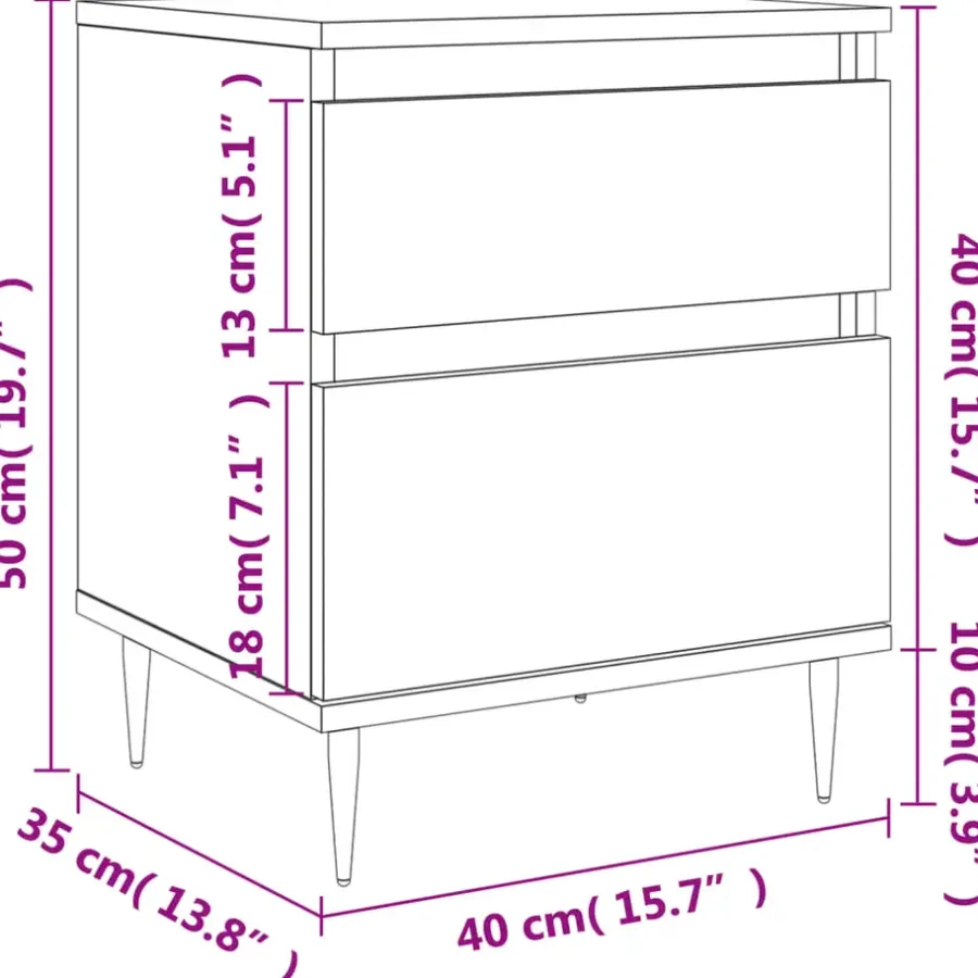 Nachtkastjes|Nachtkastjes-vidaXL - Nachtkastje - Zwart - Bewerkt hout - 2 stuks