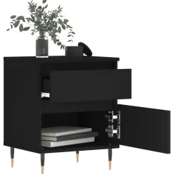 Nachtkastjes|Nachtkastjes-vidaXL - Nachtkastje - Zwart - Bewerkt hout - 2 stuks