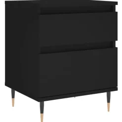 Nachtkastjes|Nachtkastjes-vidaXL - Nachtkastje - Zwart - Bewerkt hout - 2 stuks