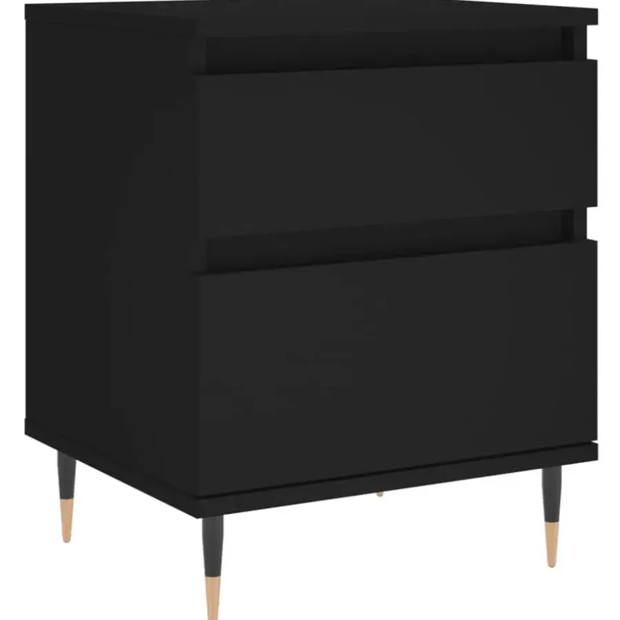 Nachtkastjes|Nachtkastjes-vidaXL - Nachtkastje - Zwart - Bewerkt hout - 2 stuks