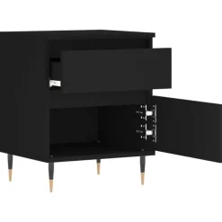 Nachtkastjes|Nachtkastjes-vidaXL - Nachtkastje - Zwart - Bewerkt hout - 2 stuks