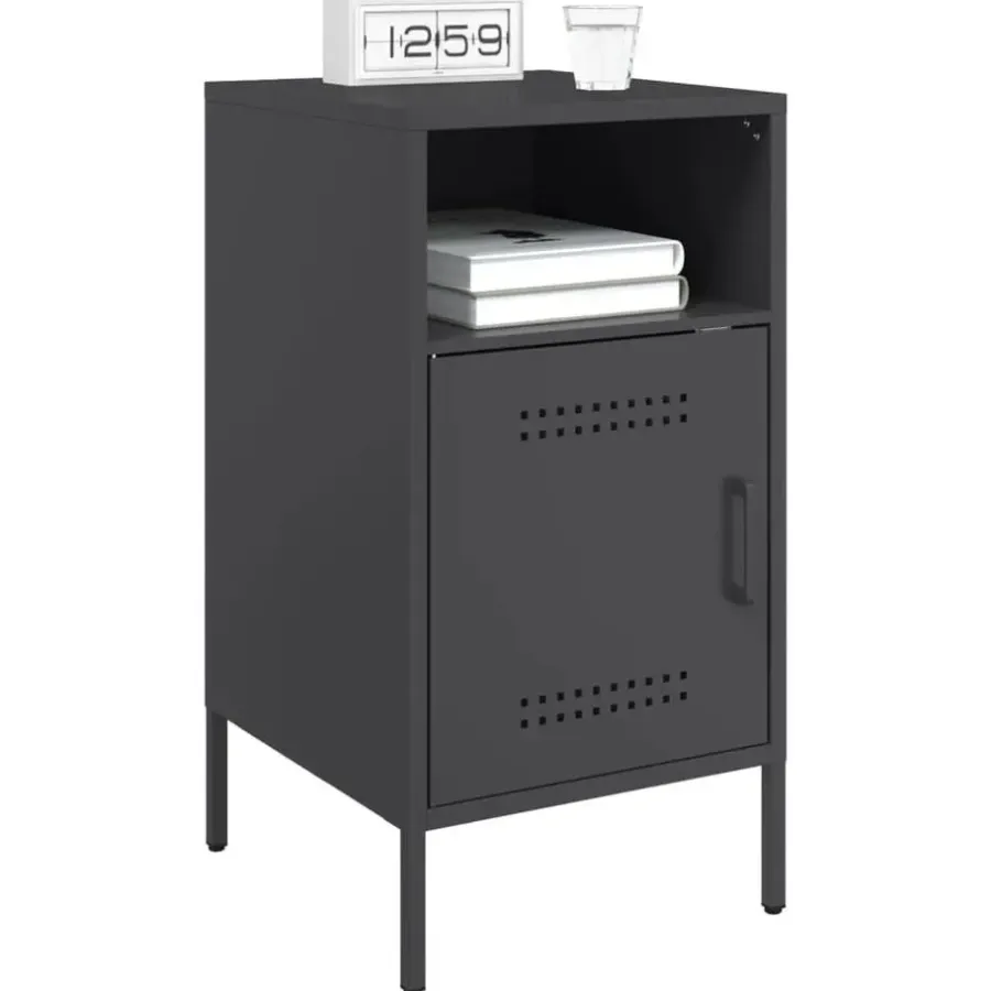 vidaXL - Nachtkastje - Zwart - Staal - 2 stuks