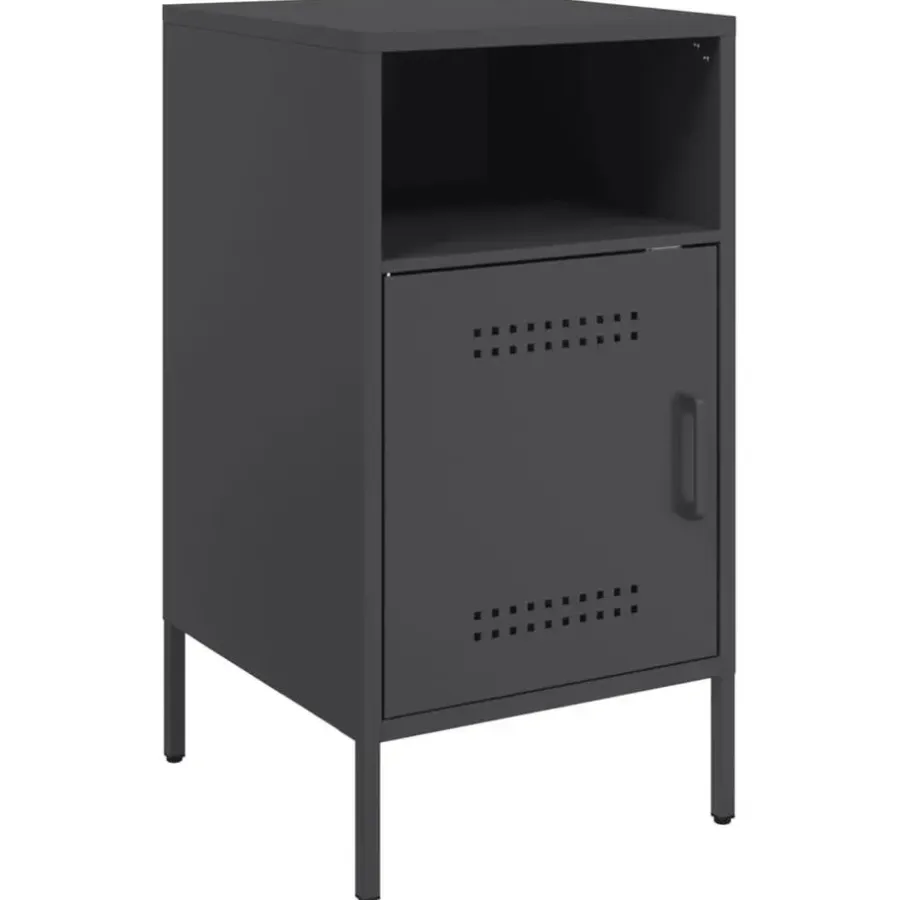 vidaXL - Nachtkastje - Zwart - Staal - 2 stuks
