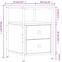 vidaXL - Nachtkastje - Zwart - Bewerkt hout