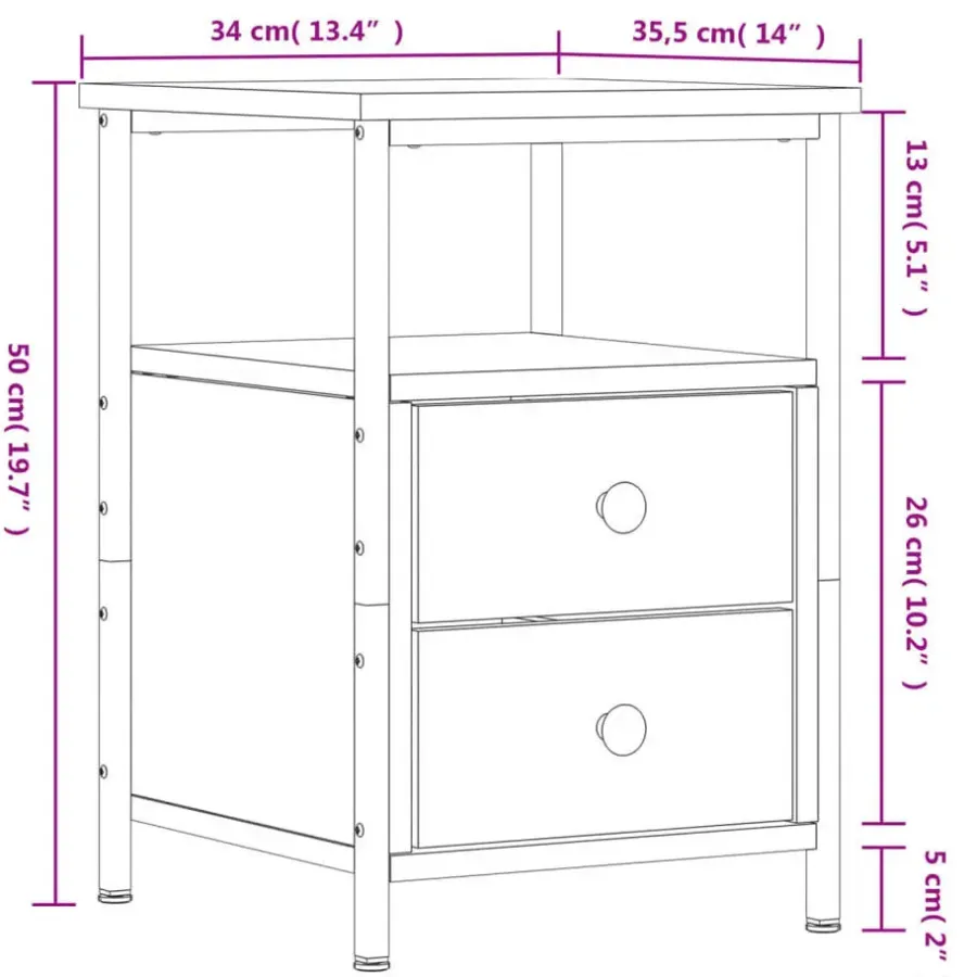 vidaXL - Nachtkastje - Zwart - Bewerkt hout