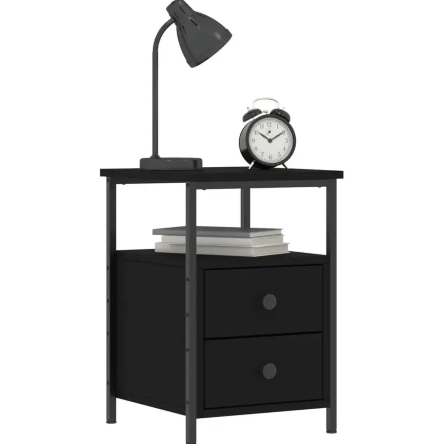 vidaXL - Nachtkastje - Zwart - Bewerkt hout