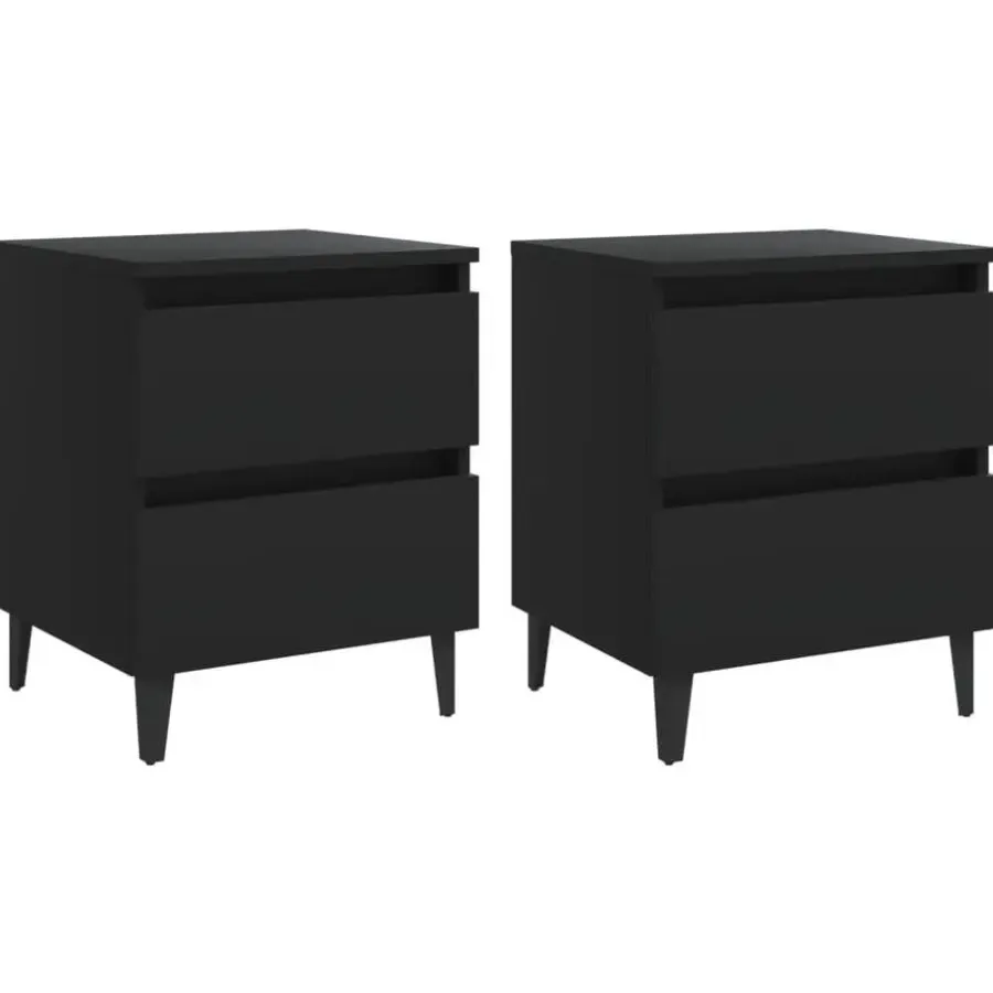 vidaXL - Nachtkastje - Zwart - Bewerkt hout - 2 stuks