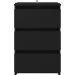 Nachtkastjes|Nachtkastjes-vidaXL - Nachtkastje - Zwart - Bewerkt hout - 2 stuks